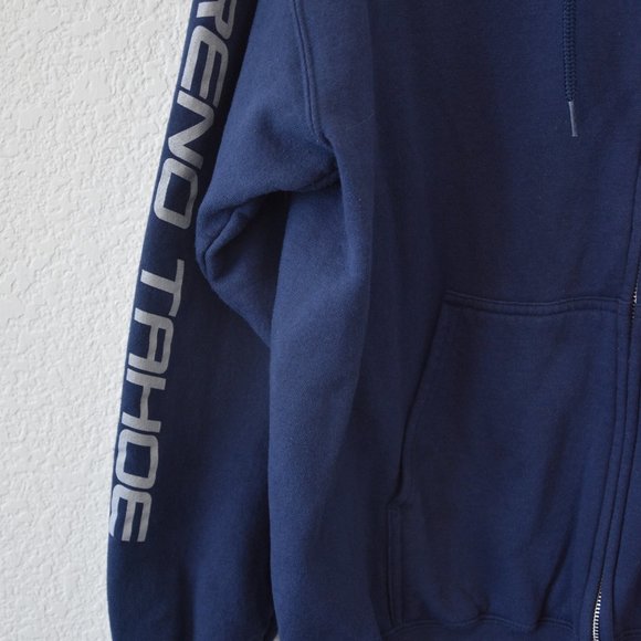 Men's Reno Tahoe Steel Hooded Zip-Up Navy Blue Sweatshirt Size L - Picture 8 of 11